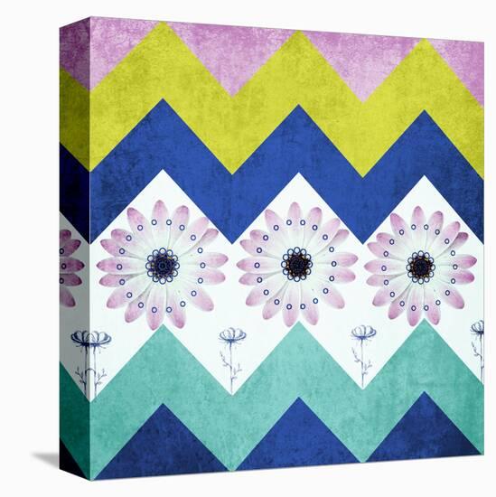 Chevron with Flowers-Irena Orlov-Stretched Canvas