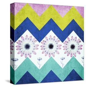 Chevron with Flowers-Irena Orlov-Stretched Canvas