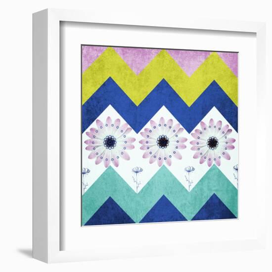 Chevron with Flowers-Irena Orlov-Framed Art Print