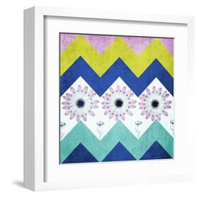 Chevron with Flowers-Irena Orlov-Framed Art Print