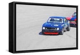 Chevy Camaro on Race Track Watercolor-NaxArt-Framed Stretched Canvas