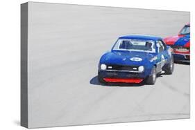 Chevy Camaro on Race Track Watercolor-NaxArt-Stretched Canvas