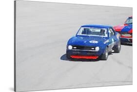 Chevy Camaro on Race Track Watercolor-NaxArt-Stretched Canvas