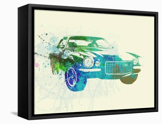 Chevy Camaro Watercolor-NaxArt-Framed Stretched Canvas