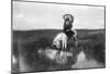 Cheyenne Indian, Wearing Headdress, On Horseback Photograph-null-Mounted Poster