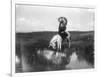 Cheyenne Indian, Wearing Headdress, on Horseback Photograph-Lantern Press-Framed Art Print