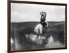 Cheyenne Indian, Wearing Headdress, on Horseback Photograph-Lantern Press-Framed Art Print