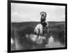 Cheyenne Indian, Wearing Headdress, on Horseback Photograph-Lantern Press-Framed Art Print