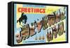 Cheyenne, Wyoming - Large Letter Scenes, Greetings From-Lantern Press-Framed Stretched Canvas