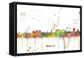 Cheyenne Wyoming Skyline-Marlene Watson-Framed Stretched Canvas