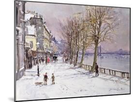 Cheyne Walk in Winter, London-John Sutton-Mounted Giclee Print