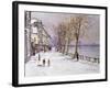 Cheyne Walk in Winter, London-John Sutton-Framed Giclee Print