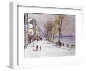 Cheyne Walk in Winter, London-John Sutton-Framed Giclee Print