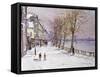 Cheyne Walk in Winter, London-John Sutton-Framed Stretched Canvas