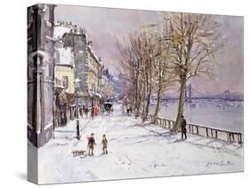 Cheyne Walk in Winter, London-John Sutton-Stretched Canvas