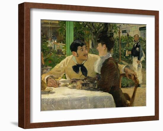 Chez le Pere Lathuille, en plein air (At the caf&eacute;), 1878 .-Edouard Manet-Framed Giclee Print