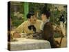 Chez le Pere Lathuille, en plein air (At the caf&eacute;), 1878 .-Edouard Manet-Stretched Canvas