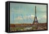 Chez Paris with Eiffel Tower-Cora Niele-Framed Stretched Canvas