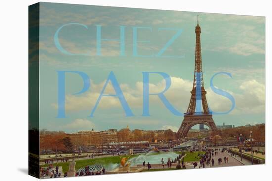 Chez Paris with Eiffel Tower-Cora Niele-Stretched Canvas