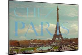 Chez Paris with Eiffel Tower-Cora Niele-Mounted Giclee Print