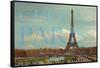 Chez Paris with Eiffel Tower-Cora Niele-Framed Stretched Canvas