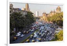 Chhatrapati Shivaji Terminus Train Station and Central Mumbai, India-Peter Adams-Framed Photographic Print