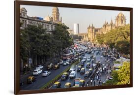 Chhatrapati Shivaji Terminus Train Station and Central Mumbai, India-Peter Adams-Framed Photographic Print