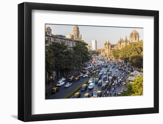 Chhatrapati Shivaji Terminus Train Station and Central Mumbai, India-Peter Adams-Framed Photographic Print