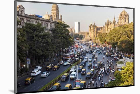 Chhatrapati Shivaji Terminus Train Station and Central Mumbai, India-Peter Adams-Mounted Photographic Print