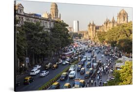 Chhatrapati Shivaji Terminus Train Station and Central Mumbai, India-Peter Adams-Stretched Canvas