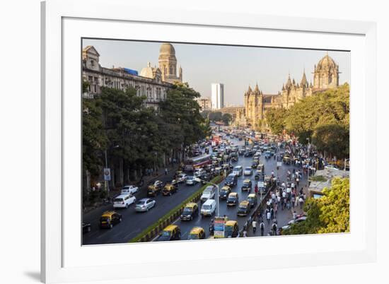 Chhatrapati Shivaji Terminus Train Station and Central Mumbai, India-Peter Adams-Framed Photographic Print