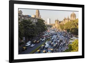 Chhatrapati Shivaji Terminus Train Station and Central Mumbai, India-Peter Adams-Framed Photographic Print