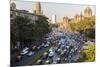 Chhatrapati Shivaji Terminus Train Station and Central Mumbai, India-Peter Adams-Mounted Photographic Print