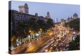 Chhatrapati Shivaji Terminus Train Station and Central Mumbai, India-Peter Adams-Stretched Canvas