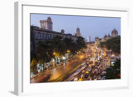 Chhatrapati Shivaji Terminus Train Station and Central Mumbai, India-Peter Adams-Framed Photographic Print