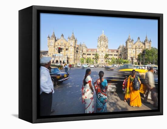Chhatrapati Shivaji Terminus (Victoria Terminus), UNESCO World Heritage Site, Mumbai, Maharashtra S-Gavin Hellier-Framed Stretched Canvas