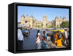 Chhatrapati Shivaji Terminus (Victoria Terminus), UNESCO World Heritage Site, Mumbai, Maharashtra S-Gavin Hellier-Framed Stretched Canvas