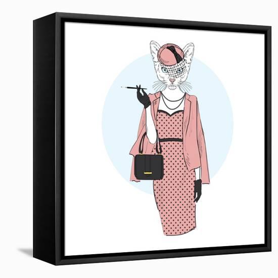 Chic Cat Woman-Olga_Angelloz-Framed Stretched Canvas