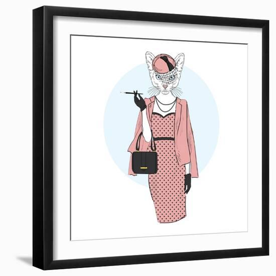 Chic Cat Woman-Olga_Angelloz-Framed Art Print