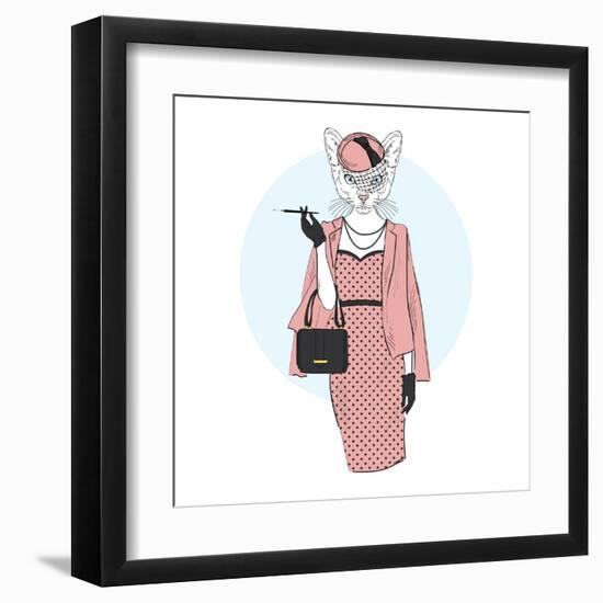 Chic Cat Woman-Olga_Angelloz-Framed Art Print