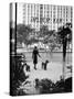 Chic Woman Walking Her Poodles Along Sidewalk on Fifth Avenue-Alfred Eisenstaedt-Stretched Canvas