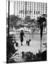 Chic Woman Walking Her Poodles Along Sidewalk on Fifth Avenue-Alfred Eisenstaedt-Mounted Photographic Print