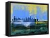 Chicago Abstract Skyline I-Emma Moore-Framed Stretched Canvas