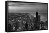 Chicago Aerial North View In BW-Steve Gadomski-Framed Stretched Canvas