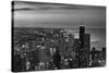 Chicago Aerial North View In BW-Steve Gadomski-Stretched Canvas