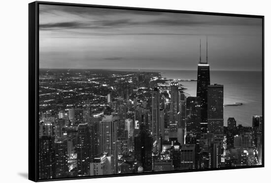 Chicago Aerial North View In BW-Steve Gadomski-Framed Stretched Canvas