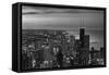 Chicago Aerial North View In BW-Steve Gadomski-Framed Stretched Canvas