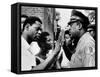 Chicago African American Policeman Tries to Calm a Crowd-null-Framed Stretched Canvas