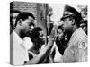 Chicago African American Policeman Tries to Calm a Crowd-null-Stretched Canvas