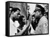 Chicago African American Policeman Tries to Calm a Crowd-null-Framed Stretched Canvas